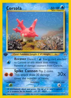 Corsola 37/75 Neo Discovery Pokémon card