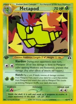 Metapod 42/75 Neo Discovery Pokémon card