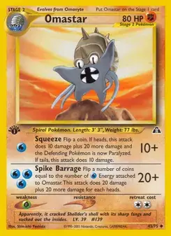 Omastar 43/75 Neo Discovery Pokémon card