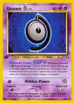 Unown [D] 47/75 Neo Discovery Pokémon card