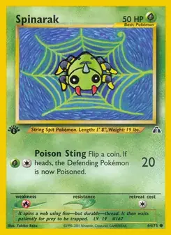Spinarak 64/75 Neo Discovery Pokémon card
