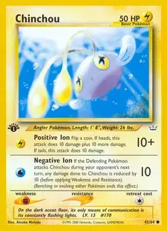 Chinchou 42/64 Neo Revelation Pokémon card