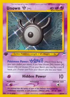 Unown [W] 29/105 Neo Destiny Pokémon card