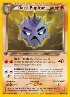 Dark Pupitar 38/105 Neo Destiny Pokémon card
