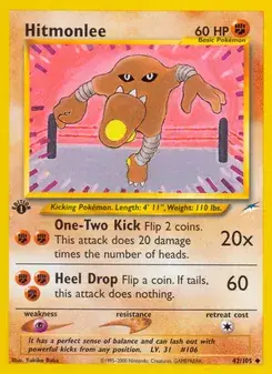 Hitmonlee 42/105 Neo Destiny Pokémon card