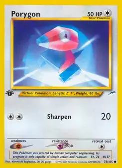 Porygon 78/105 Neo Destiny Pokémon card