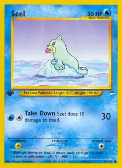 Seel 81/105 Neo Destiny Pokémon card