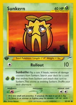 Sunkern 83/105 Neo Destiny Pokémon card