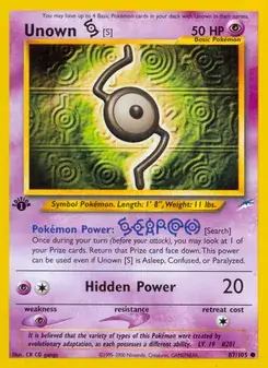 Unown [S] 87/105 Neo Destiny Pokémon card