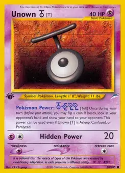 Unown [T] 88/105 Neo Destiny Pokémon card
