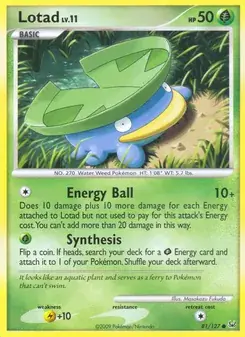 Lotad 81/127 Platinum Pokémon card