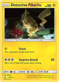 Detective Pikachu 10/18 Detective Pikachu Pokémon card