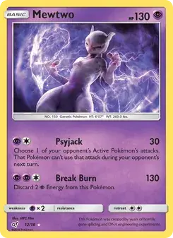 Mewtwo 12/18 Detective Pikachu Pokémon card