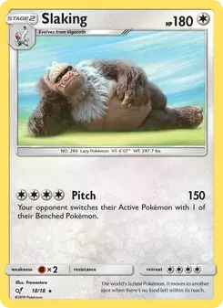 Slaking 18/18 Detective Pikachu Pokémon card