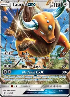 Tauros GX 100/149 Sun & Moon Pokémon card