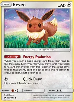 Eevee 101/149 Sun & Moon Pokémon card