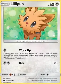 Lillipup 103/149 Sun & Moon Pokémon card
