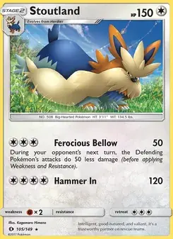 Stoutland 105/149 Sun & Moon Pokémon card