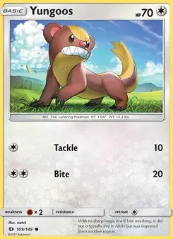 Yungoos 109/149 Sun & Moon Pokémon card