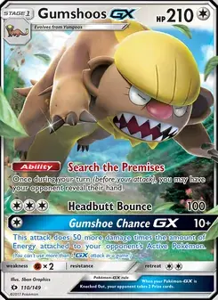 Gumshoos GX 110/149 Sun & Moon Pokémon card