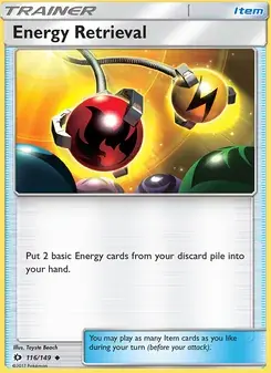 Energy Retrieval 116/149 Sun & Moon Pokémon card