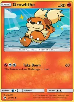 Growlithe 21/149 Sun & Moon Pokémon card
