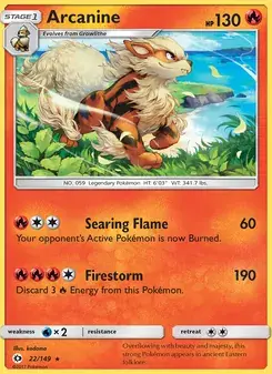 Arcanine 22/149 Sun & Moon Pokémon card