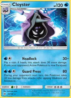 Cloyster 34/149 Sun & Moon Pokémon card
