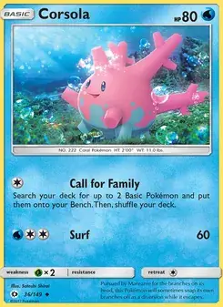 Corsola 36/149 Sun & Moon Pokémon card