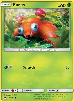 Paras 4/149 Sun & Moon Pokémon card