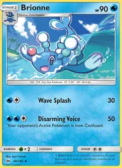 Brionne 40/149 Sun & Moon Pokémon card