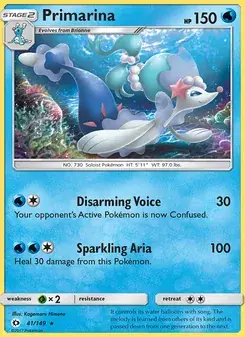Primarina 41/149 Sun & Moon Pokémon card
