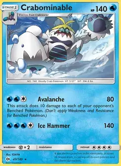 Crabominable 43/149 Sun & Moon Pokémon card