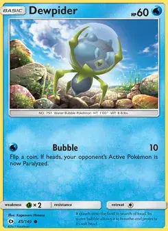 Dewpider 45/149 Sun & Moon Pokémon card