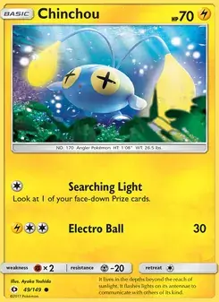 Chinchou 49/149 Sun & Moon Pokémon card