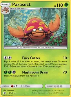 Parasect 5/149 Sun & Moon Pokémon card