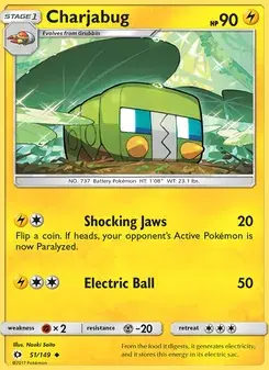 Charjabug 51/149 Sun & Moon Pokémon card