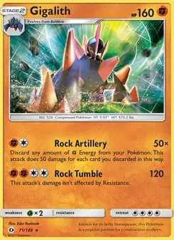 Gigalith 71/149 Sun & Moon Pokémon card