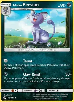 Alolan Persian 79/149 Sun & Moon Pokémon card