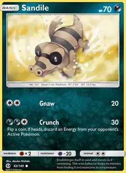 Sandile 83/149 Sun & Moon Pokémon card