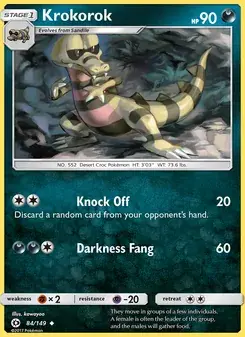 Krokorok 84/149 Sun & Moon Pokémon card