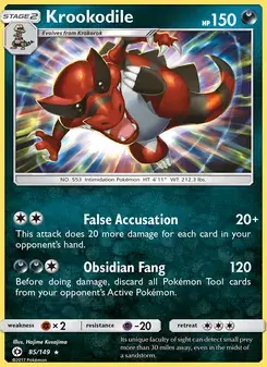Krookodile 85/149 Sun & Moon Pokémon card