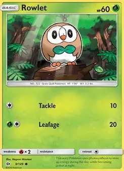 Rowlet 9/149 Sun & Moon Pokémon card