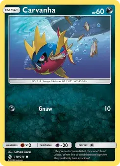 Carvanha 110/214 Unbroken Bonds Pokémon card