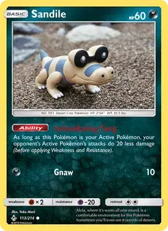 Sandile 113/214 Unbroken Bonds Pokémon card