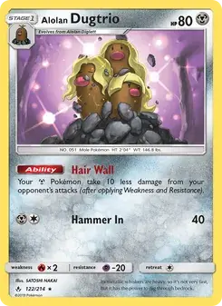 Alolan Dugtrio 122/214 Unbroken Bonds Pokémon card
