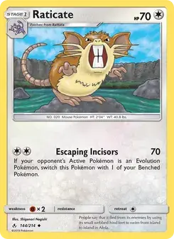 Raticate 144/214 Unbroken Bonds Pokémon card