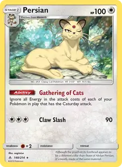 Persian 148/214 Unbroken Bonds Pokémon card