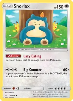 Snorlax 158/214 Unbroken Bonds Pokémon card