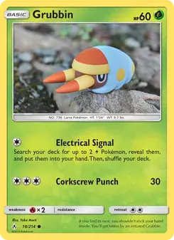 Grubbin 18/214 Unbroken Bonds Pokémon card